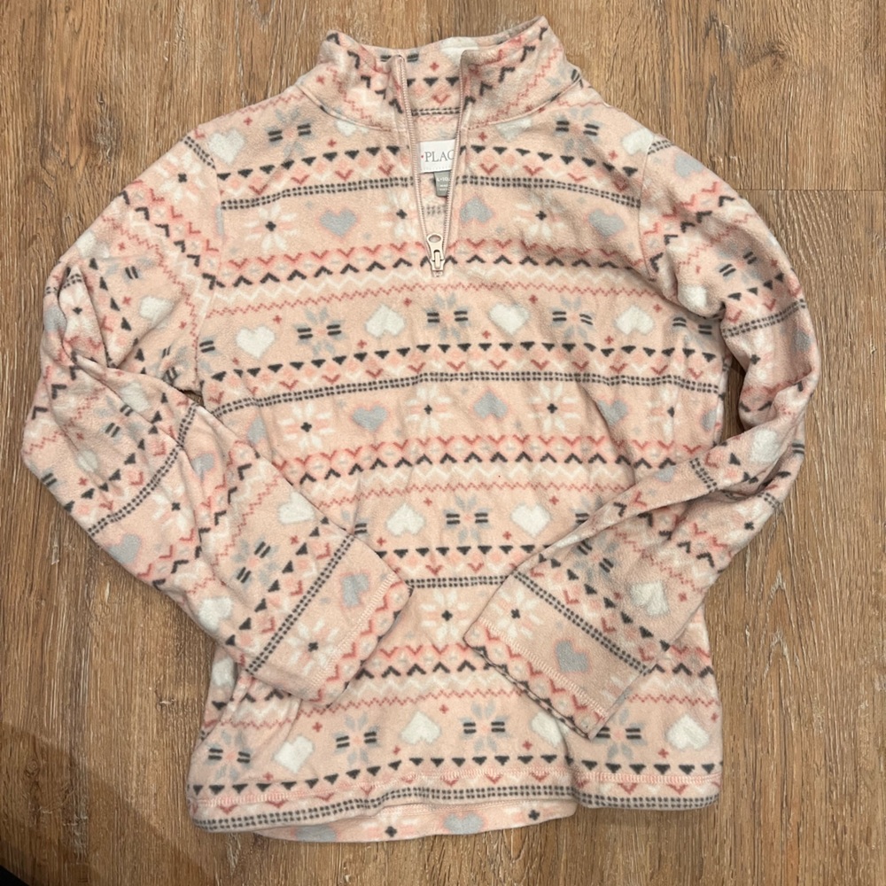 Pink fleece with hearts